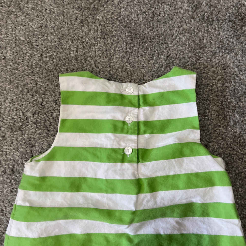 Janie and Jack dress girls 2T green white stripes sleeveless classic summer - Picture 5 of 13